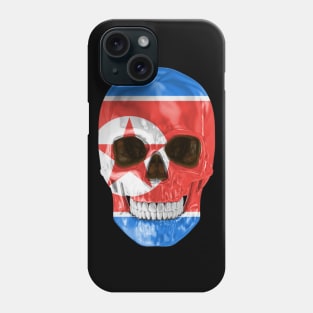 North Korea Flag Skull - Gift for North Korean With Roots From North Korea Phone Case