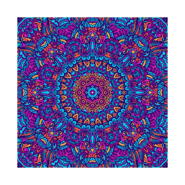 Colorful Mandala Aztec Pattern Indian Mexican Ethnic Oriental Rug by jodotodesign