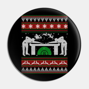 Billiards Ugly Christmas Sweater Gift For Sports Lover Pin