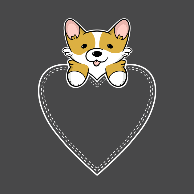 Cute Corgi in Heart Pocket by IhateDumplings