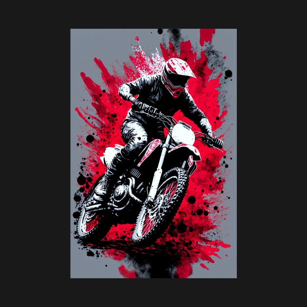 Dirt Bike With Red and Black Paint Splash Design by KoolArtDistrict