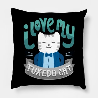 I Love My Tuxedo Cat -  Cat Lady Tshirt Pillow