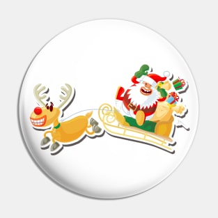 Santa and Reindeer Pin