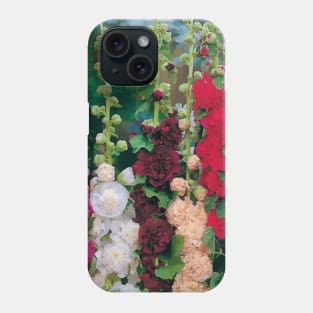 Colorful Hollyhocks in a Flower Garden Phone Case