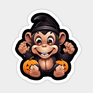 Halloween Pumpkin Cute Monkey Magnet