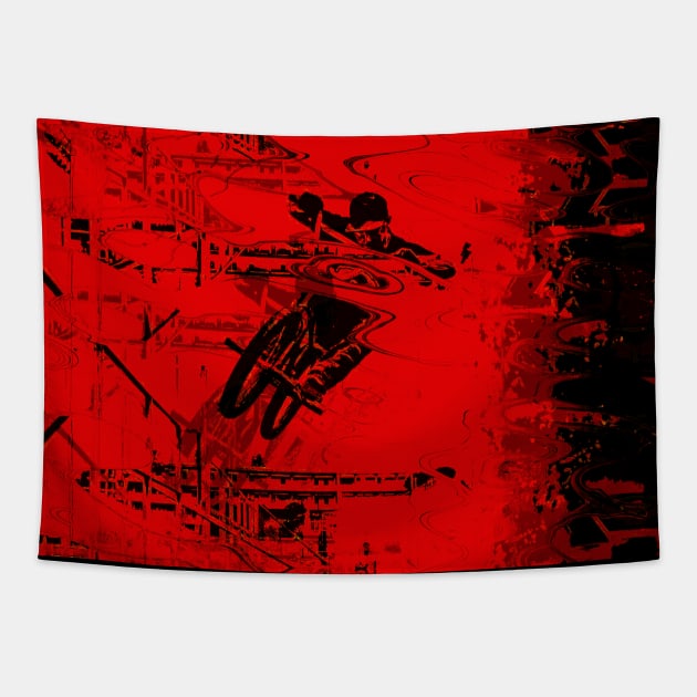 Red Zone - BMX Street Rider Tapestry by Highseller