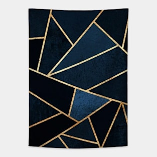 Blue and Gold Graphic Tapestry