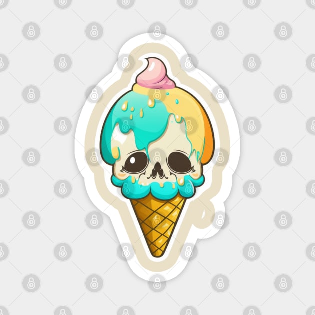 Ice cream Skull Sticker Magnet by EdSan Designs