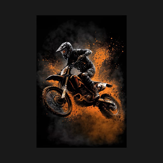 Dirt Bike With Paint Orange Splash Design by KoolArtDistrict