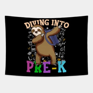 Diving Into pre-k Shirts Dabbing Sloth Students Back To School Gifts Tapestry