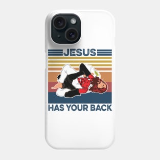 Brazilian Jiu Jitsu Tees Christian Tees Jesus Has Your Back Vintage Phone Case