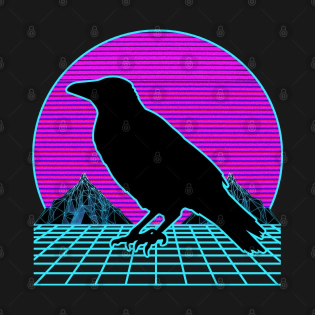 Crow Vaporwave Outrun Retro 80s Style by mohazain