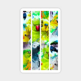 Modern Aquarell Parrots Exotic Bird Pattern Magnet