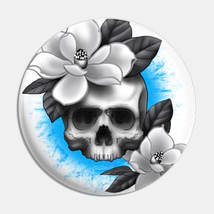 Magnolia Skull Pin