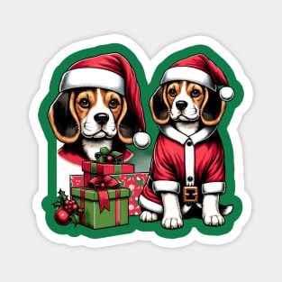 Beagle Dogs Christmas Magnet