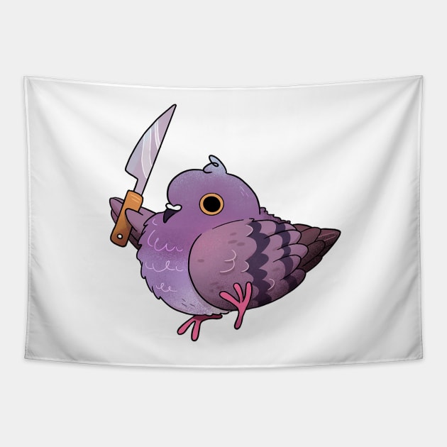 Angy Pigeon with a Knife Tapestry by heyouwitheface