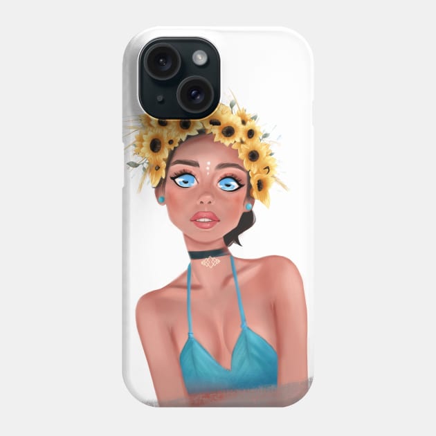 Ukrainian girl, sunflower girl, no war, please peace, Ukrainian merch Phone Case by PrimeStore