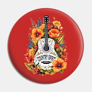 Country Music Spirit - Floral Guitar Pin