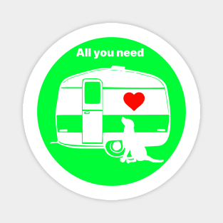 ALL YOU NEED HEART DOG CARAVAN LIME Magnet