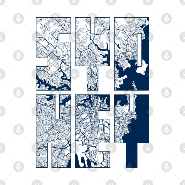 Sydney, Australia City Map Typography - Coastal by deMAP Studio