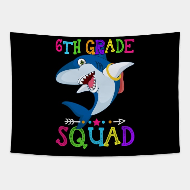 Shark Team 6th Grade Squad Teacher Back To School Tapestry by kateeleone97023