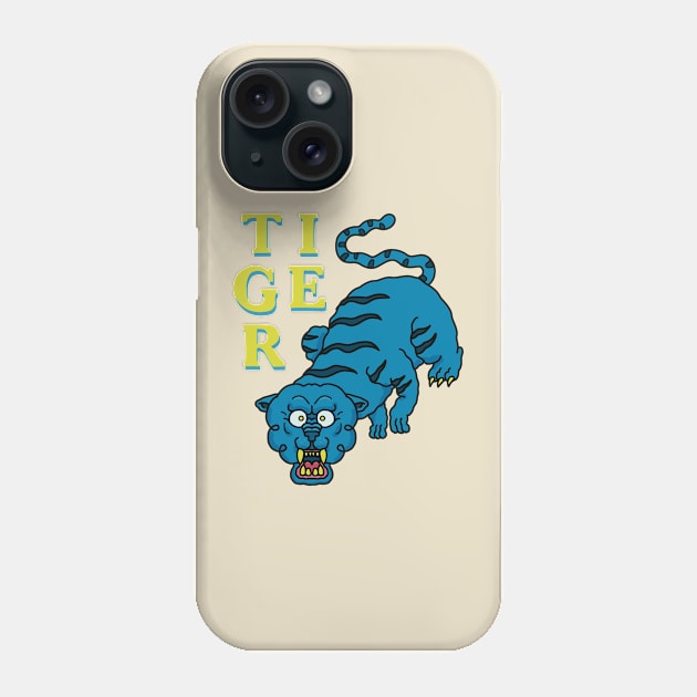 Japanese Tattoo style blue Tiger Phone Case by HULY 