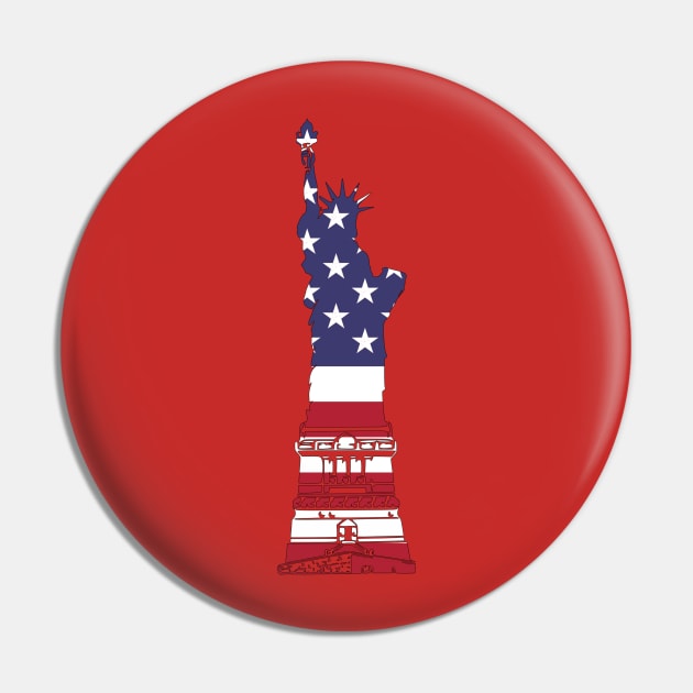 Statue of Liberty in American Flag - USA Flag T Shirt Pin by Printaha