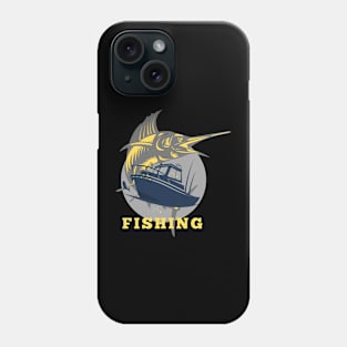 marlin fishing and boat yellow Phone Case