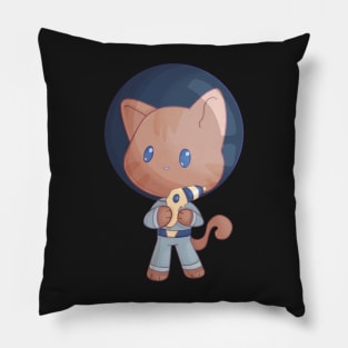 Adorable Space Kitten and Laser Gun Pillow