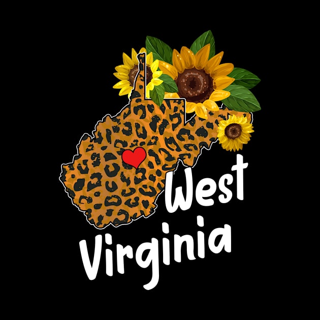 West Virginia Sunflower Leopard Mountain State Map Root Pride Funny WV Shirts Women Men by Norine Linan 