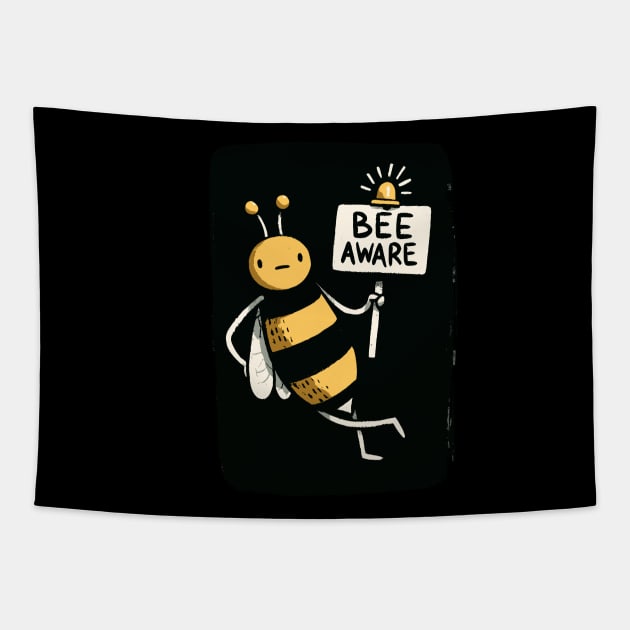 Bee aware Bee (Back Print) Tapestry by DoodleDashDesigns