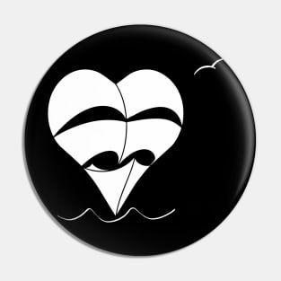 Lonely Heart-Sailboat (white sails) Pin