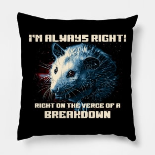 I'm Always Right! Right On The Verge Of A Breakdown Pillow