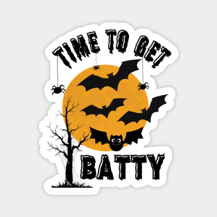 Batty Delight: Time to Get Batty Halloween Tee Magnet