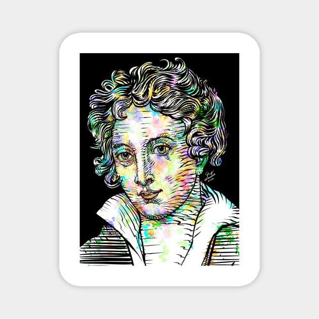 PERCY BYSSHE SHELLEY watercolor and ink portrait Magnet by lautir