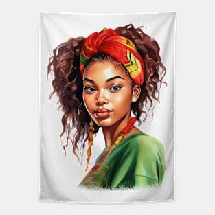 Watercolor Juneteenth Girl Tapestry