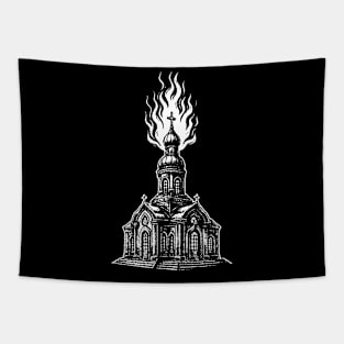 FLAMING CHURCH Tapestry