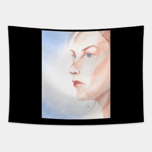 Watercolor girl painting II Tapestry