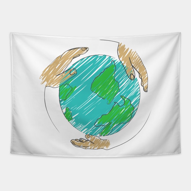 Our world is in our hands Tapestry by Fresh look