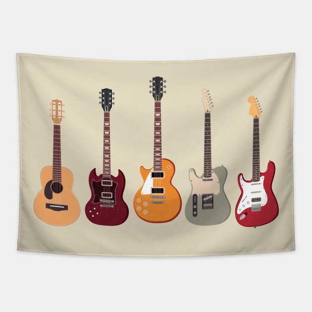 Left-Handed Guitars: Celebrating the Melodies of Southpaw Musicians Tapestry by TwistedCharm