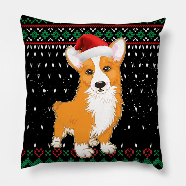 Corgi Dog Lover Ugly Christmas Sweater Xmas Gift For Family Pillow by Maccita