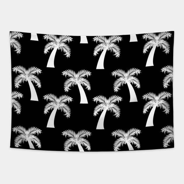 Black and white palm trees pattern Tapestry by Spinkly
