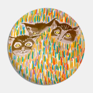 Three Cats on the Grass Pin