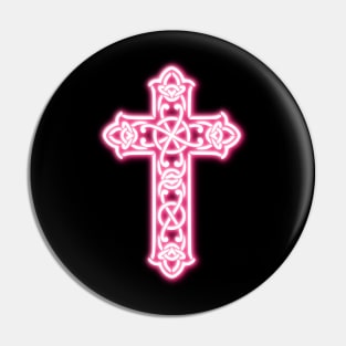 Pink Neon Celtic Knot Cross Pin