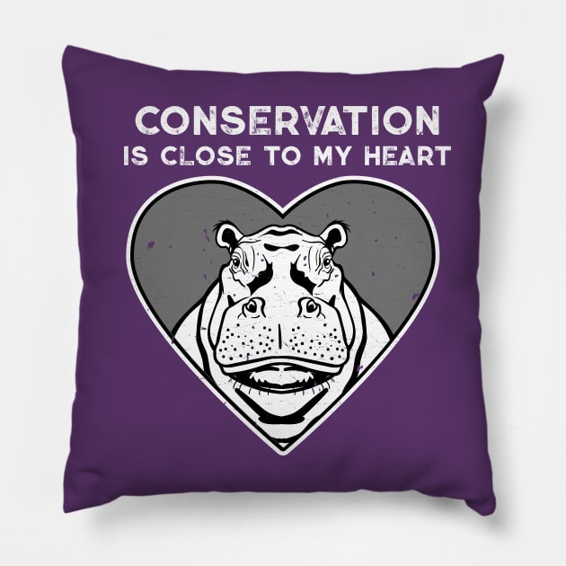 Hippo Conservation Heart Pillow by Peppermint Narwhal