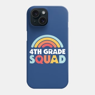 Cute School Teacher 4th Grade Squad with Retro Rainbow and Hearts Phone Case