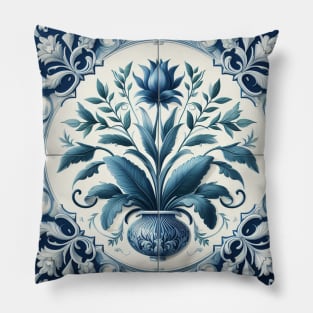 Delft Tile With Plant Pot No.1 Pillow