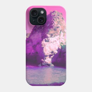 Magenta rocky Portuguese beach - fantasy edit of nature photography Phone Case