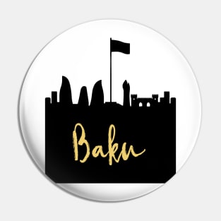 BAKU AZERBAIJAN DESIGNER SILHOUETTE SKYLINE ART Pin