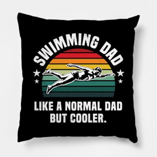 Swimming DAD mixed with retro and funny definition creative art Pillow